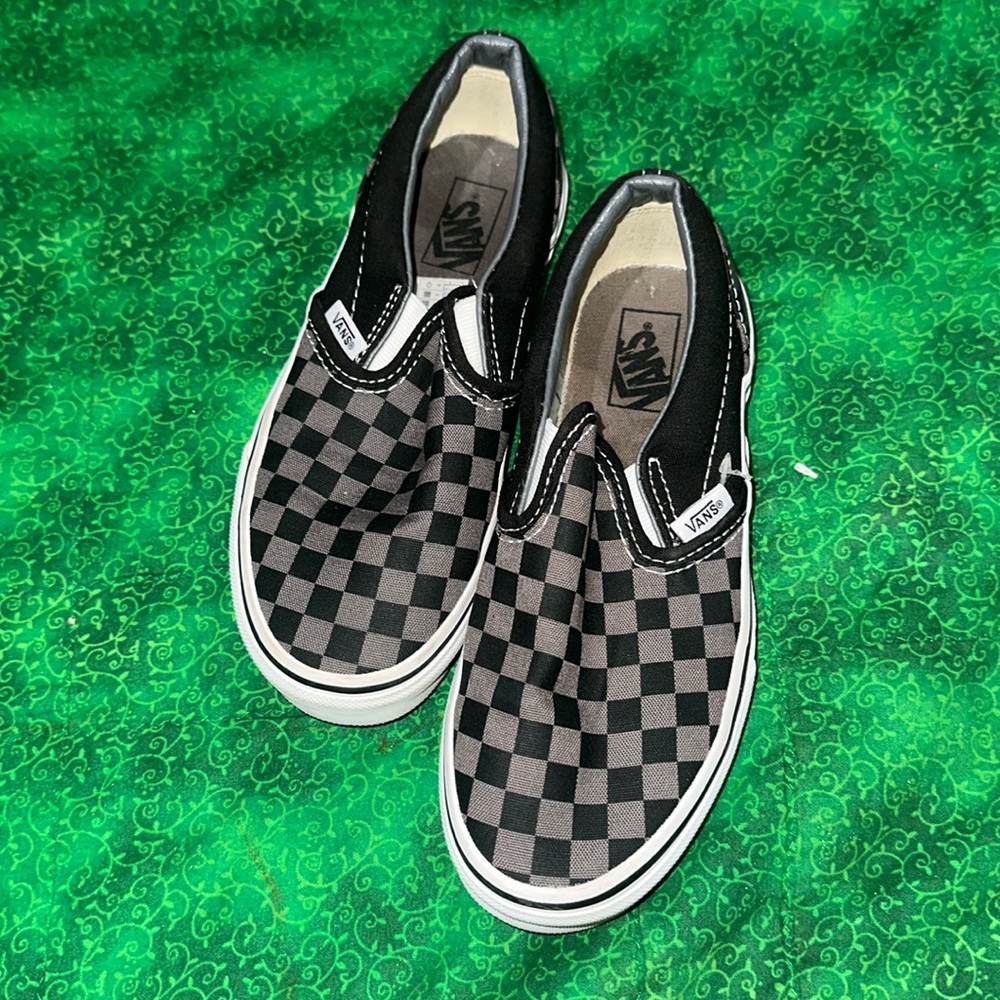 Vans Black and gray checkered shoes size 3